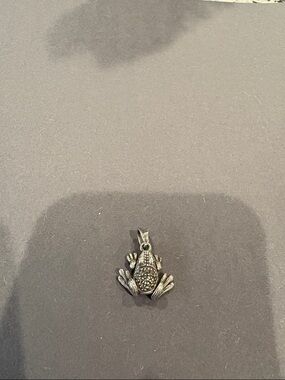 Frog Pendant Charm in Antique Silver Tone